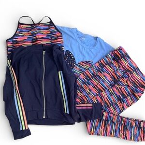 Kidpik Girls 4-Piece Activewear Set Leggings, Tank,Tee & Zip Hoodie Sizes 12–14